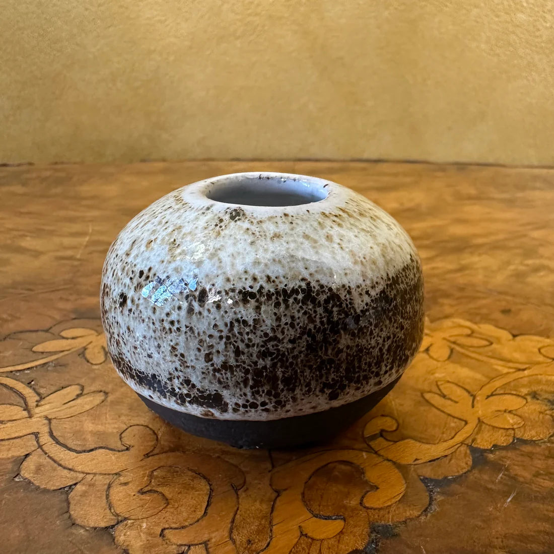 Spotty Ceramic Yellow Brown Black design Small Vase