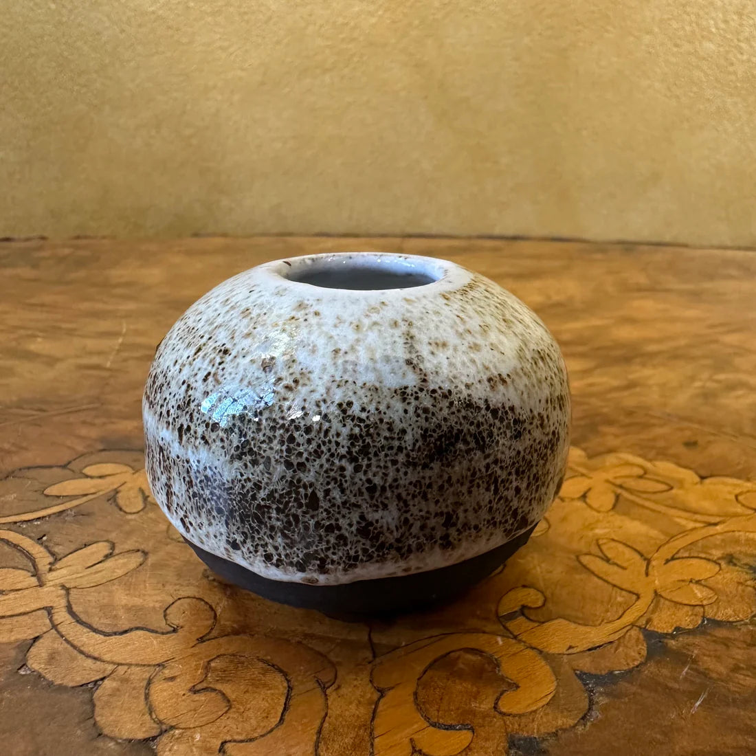 Spotty Ceramic Yellow Brown Black design Small Vase