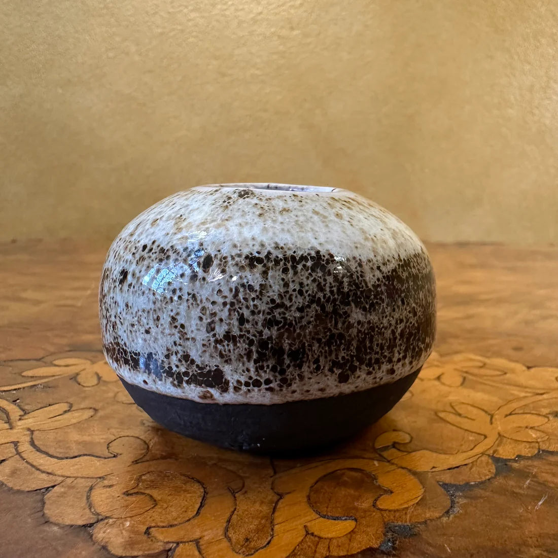 Spotty Ceramic Yellow Brown Black design Small Vase