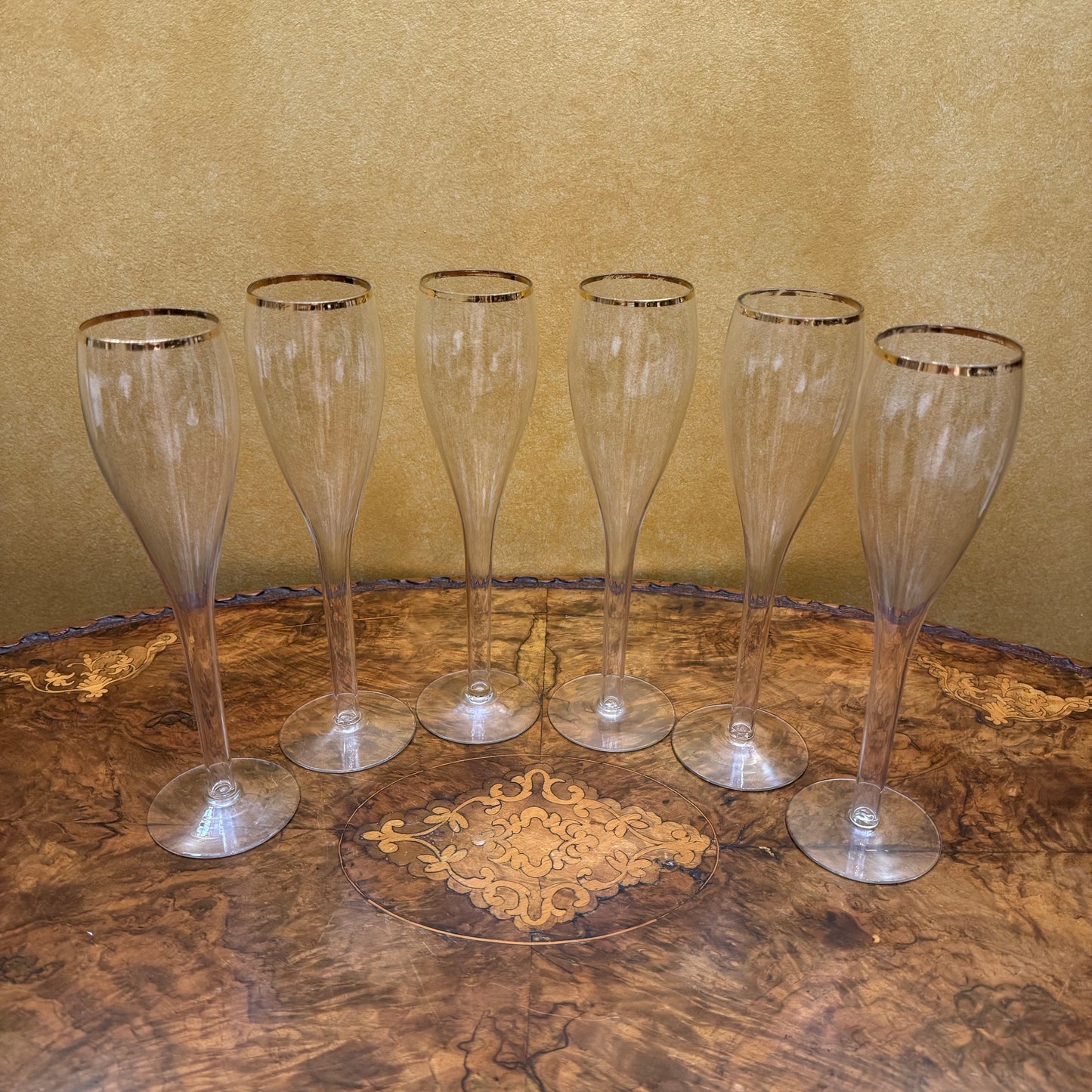 Champagne Hollow Stem Flutes Set Of Six 