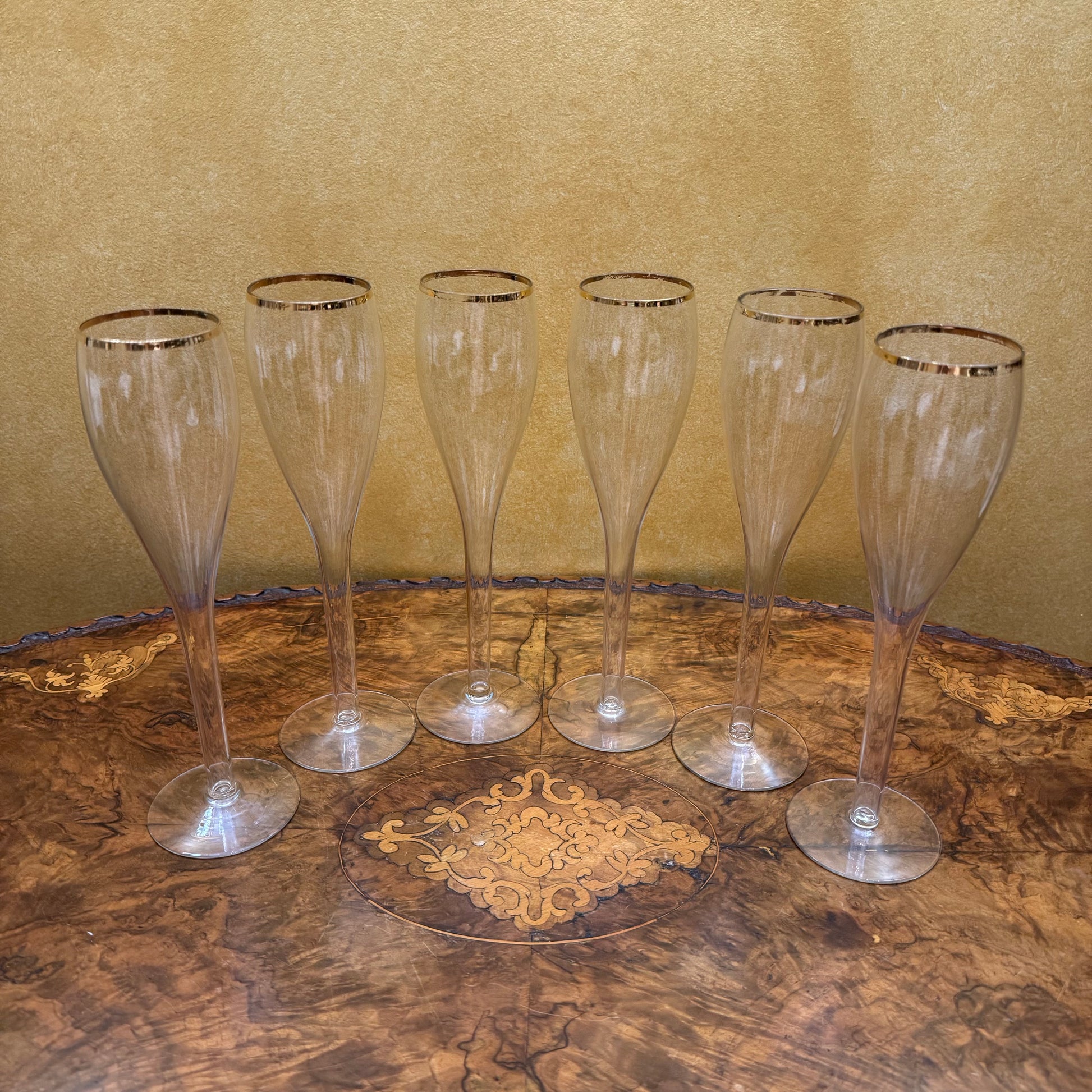 Champagne Hollow Stem Flutes Set Of Six 