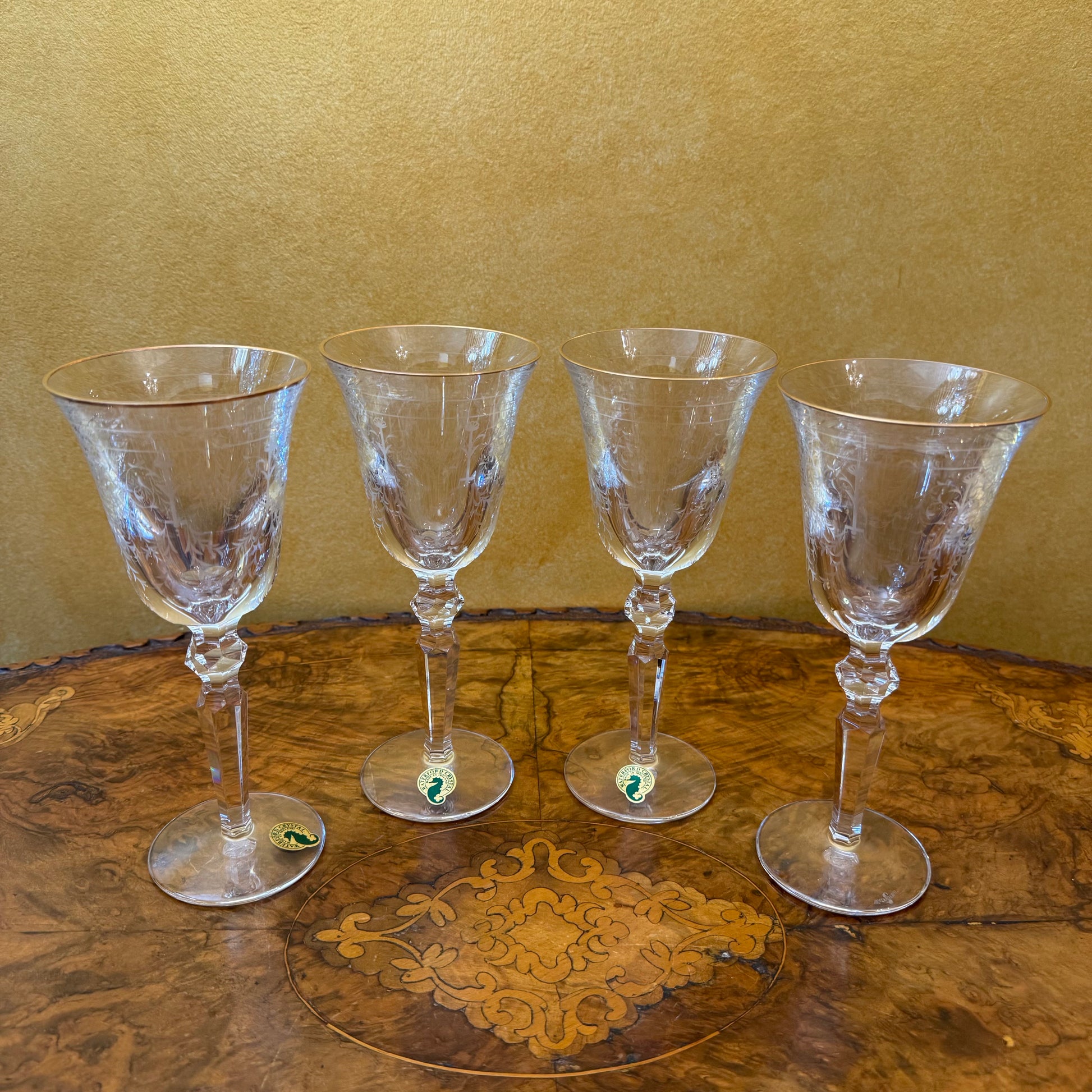 Charlemont Claret Gold Etched Waterford Glass Set 