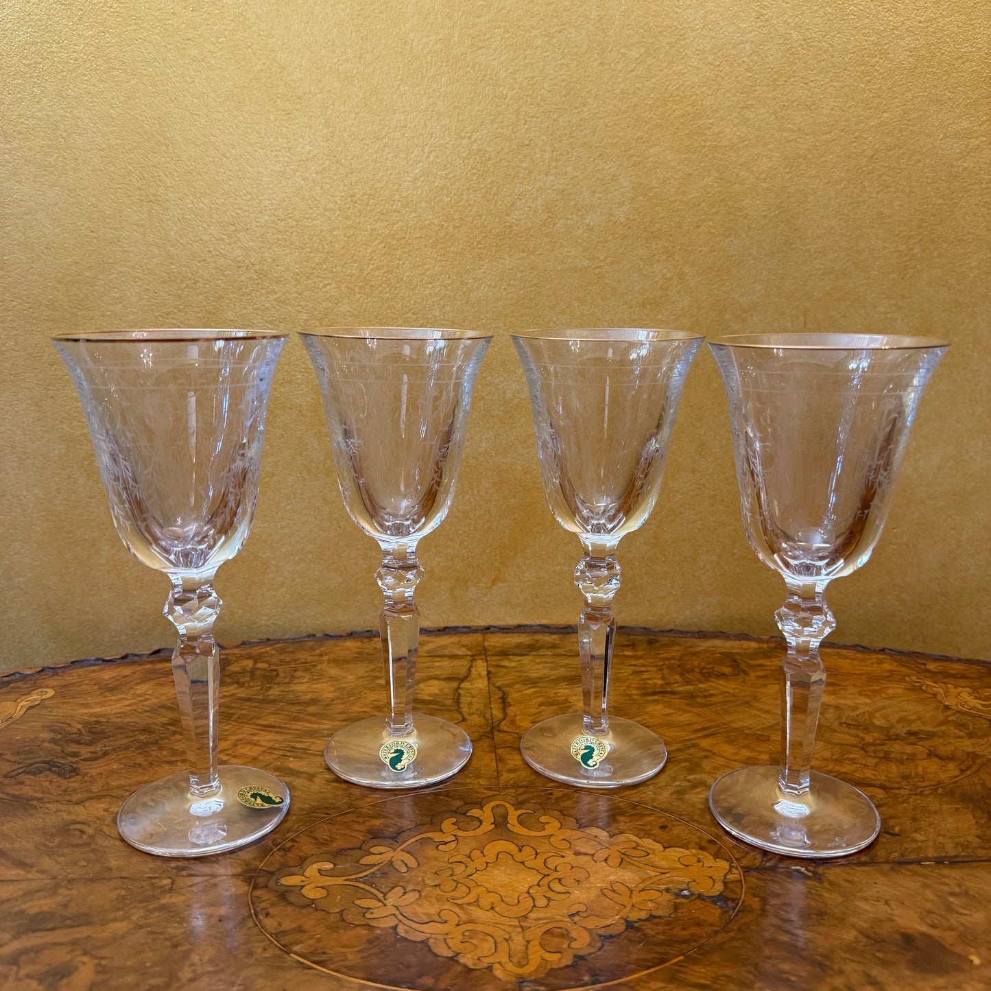 Charlemont Claret Gold Etched Waterford Glass Set Of Four 