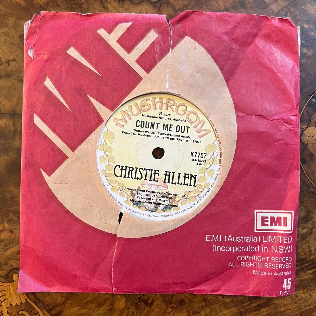 Christie Allen Count Me Out/ He's My Number One Record