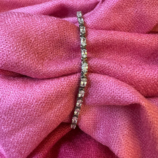 Vintage Sterling Silver Clear Stones Bracelet