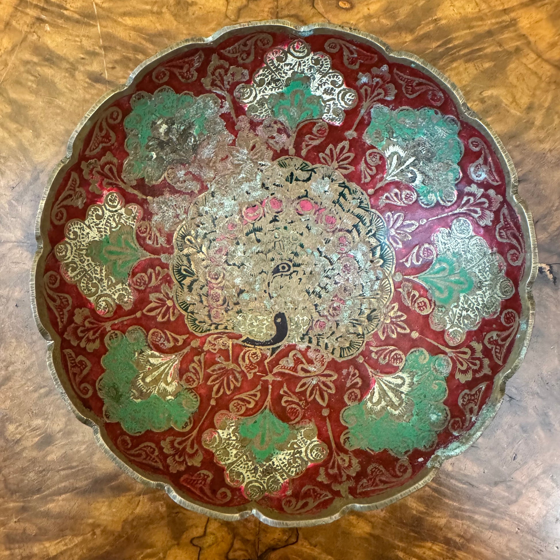 Cloisonne Peacock Bowl Vintage 