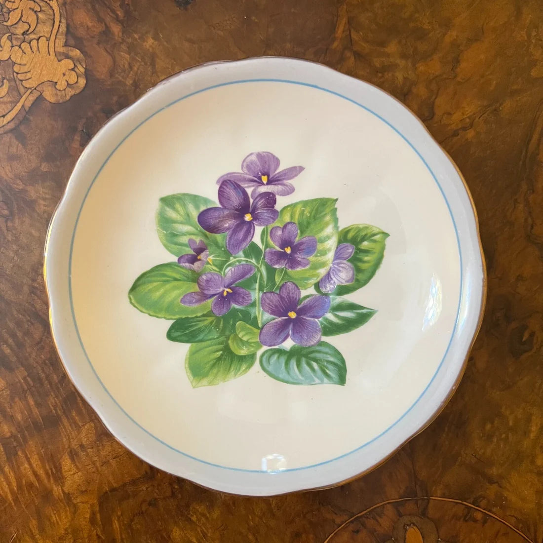 Vintage Colclough Violets Tea Cup Trio Set