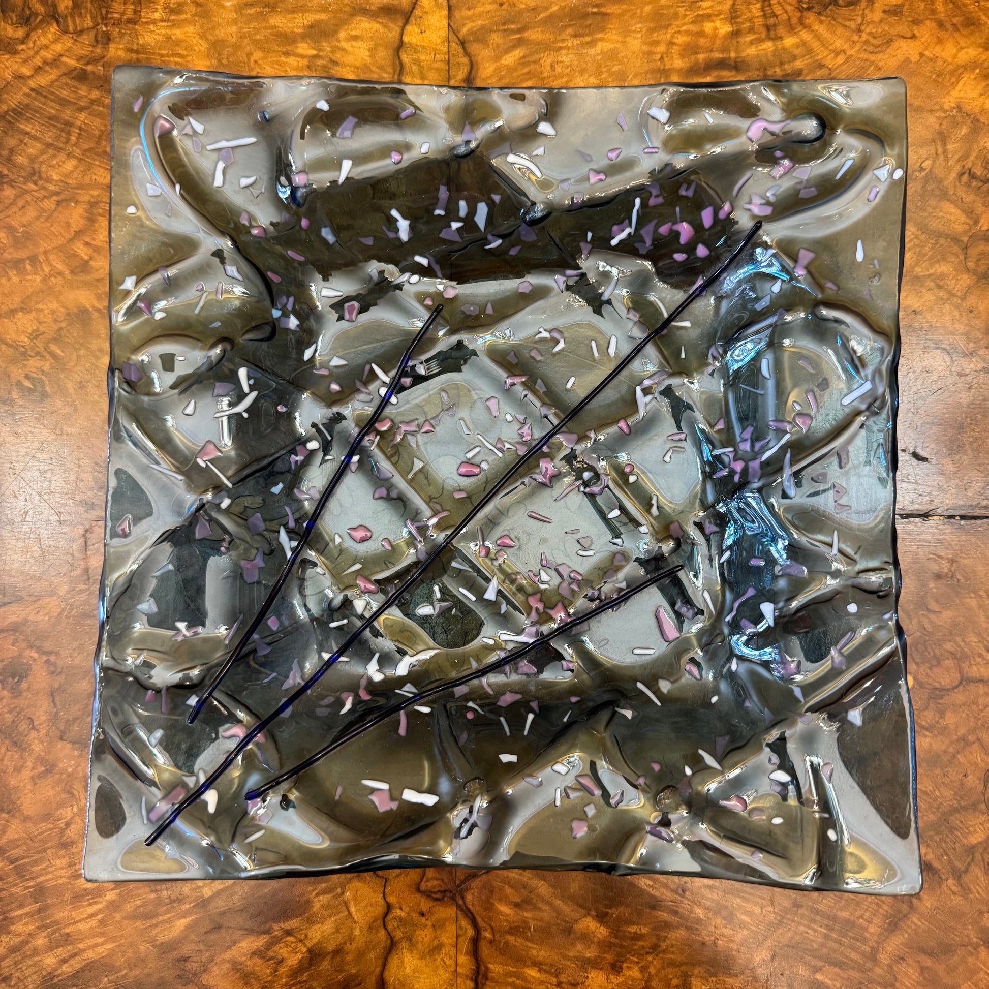 Colourful Art Glass Plate Dish 