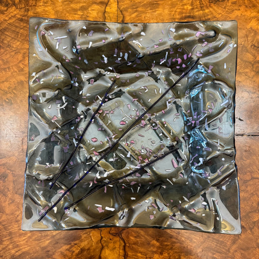 Colourful Art Glass Plate Dish 