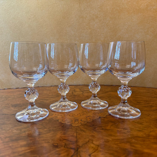 Crystal Ball Stem Blown Glass Goblets