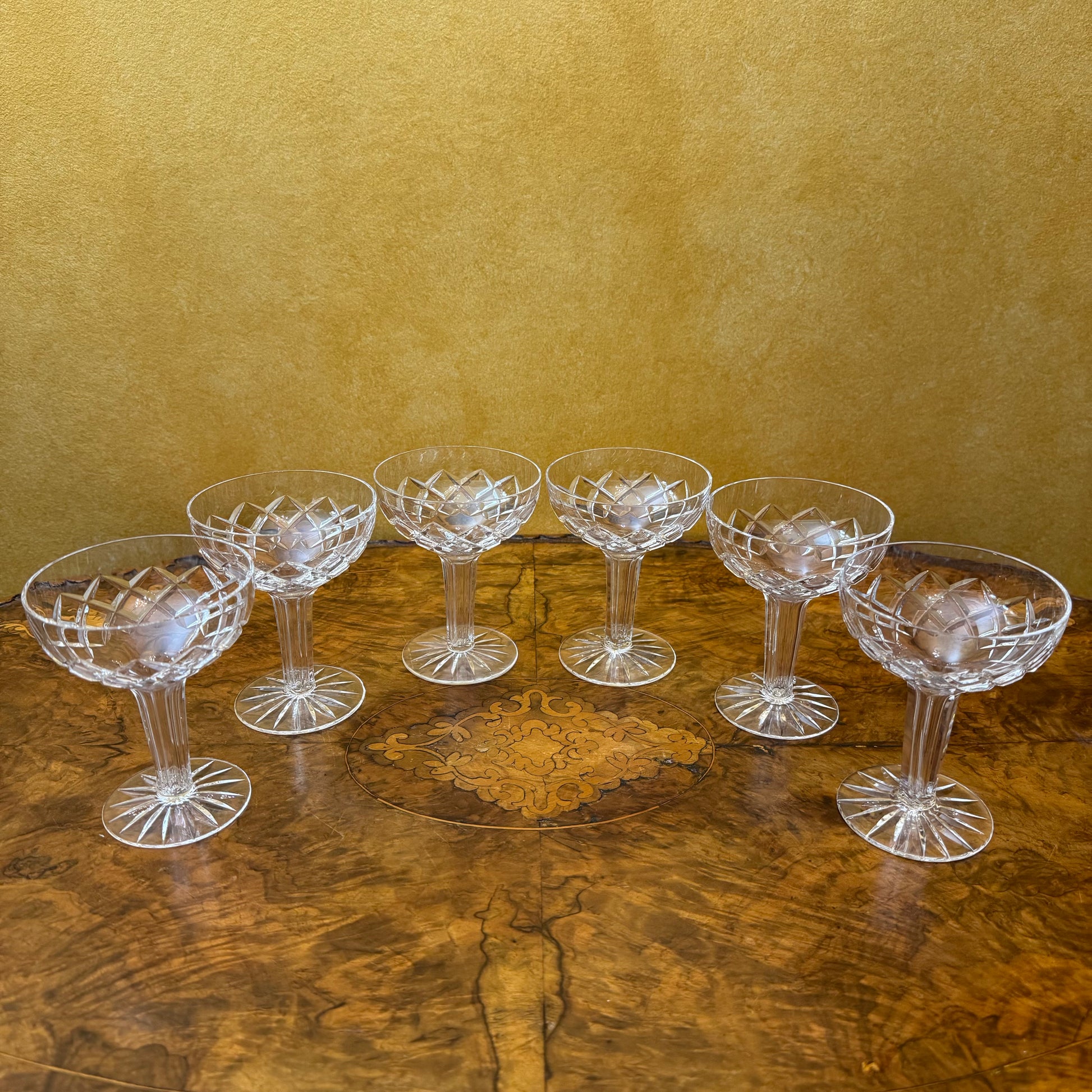 Crystal Champagne Coupe Hollow Stem Glasses Set Of Six