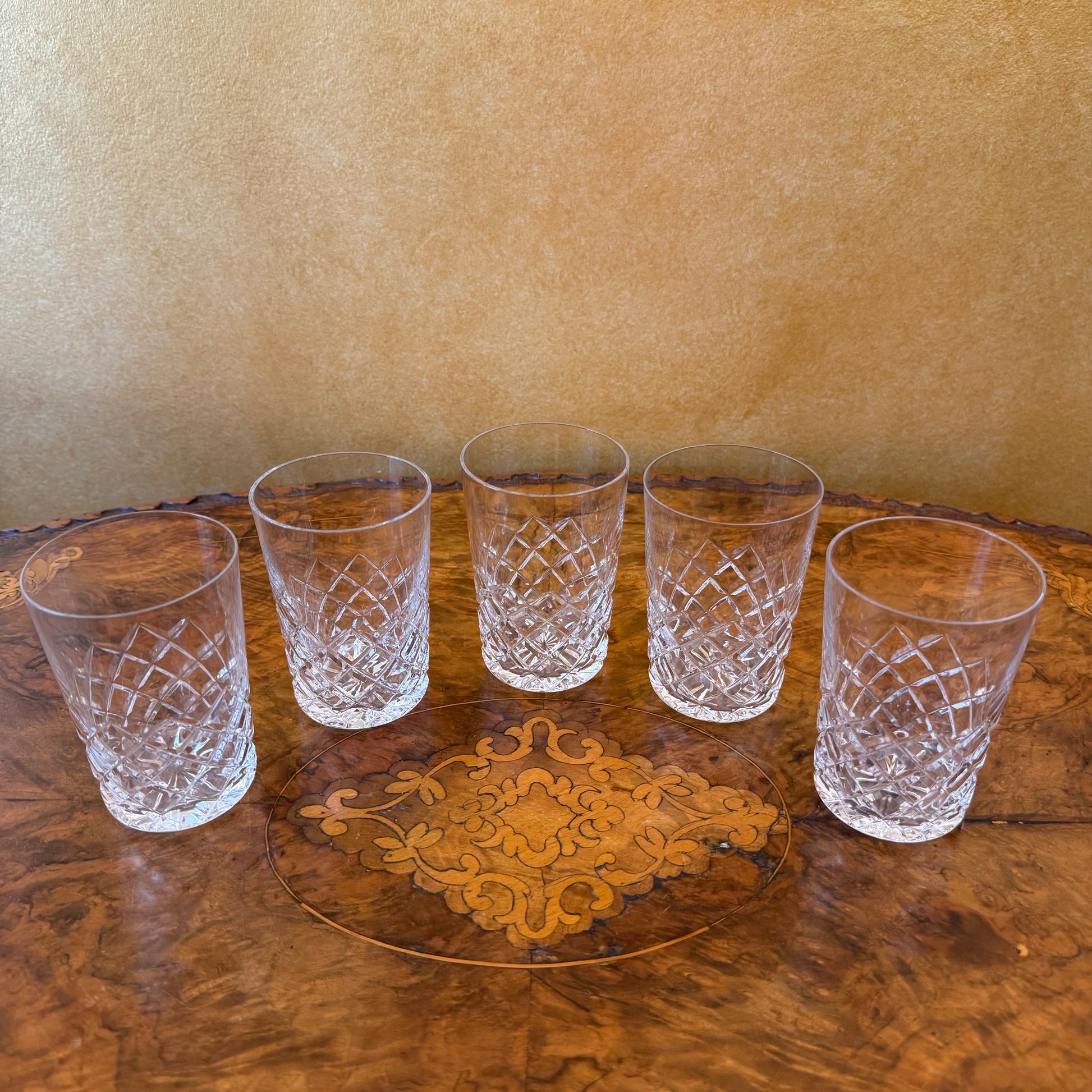 Crystal Cut Glasses Set Of Five 