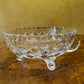 Vintage Crystal Cut Handled Bowl With Turned Feet