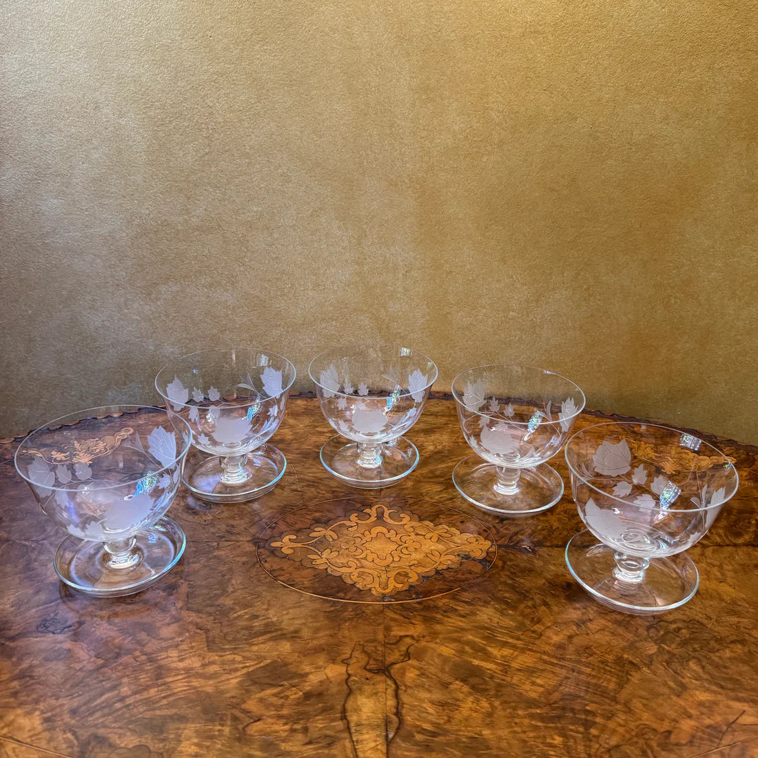 Vintage Crystal Dessert Bowls Set Of Five