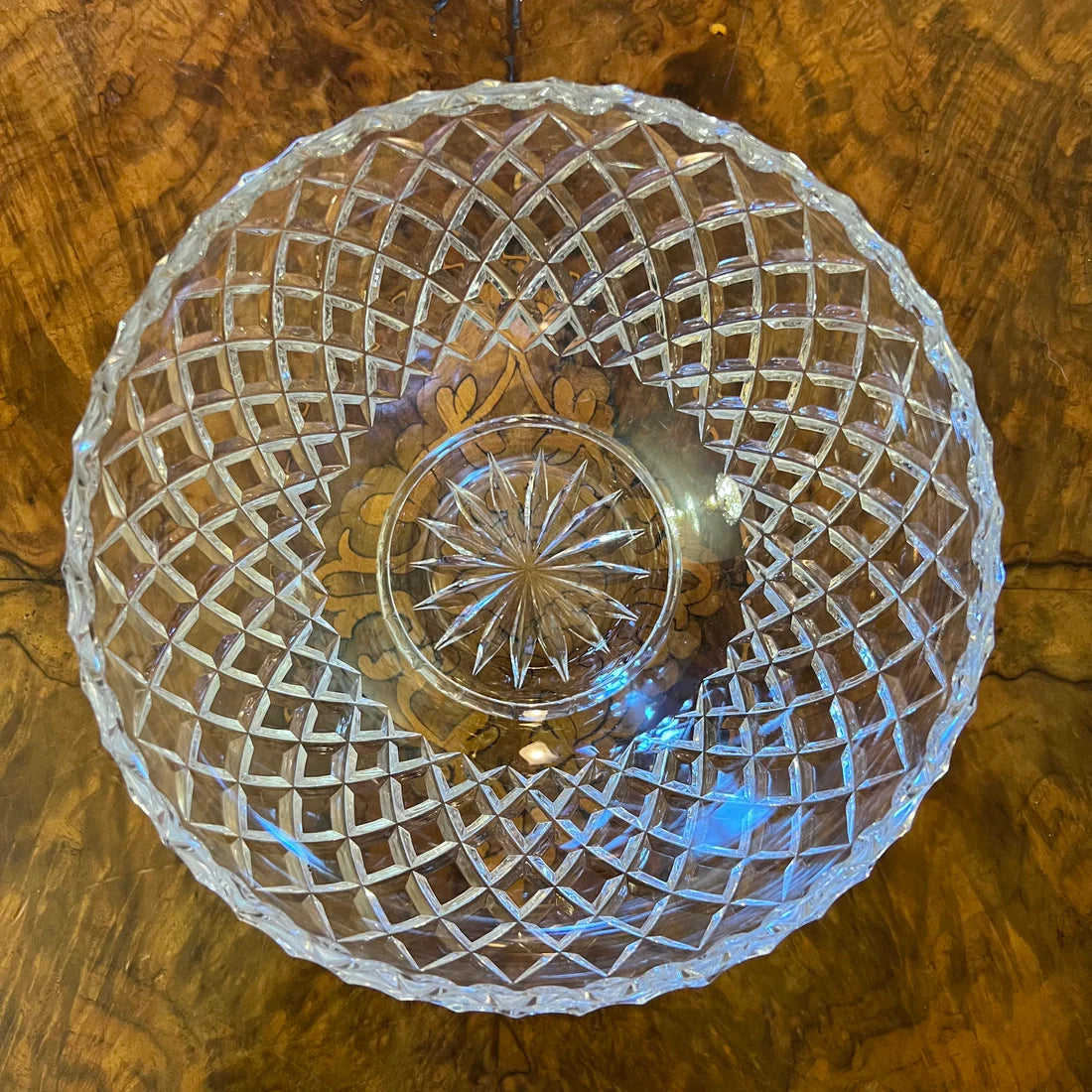 Vintage Crystal Diamond Cut Bowl