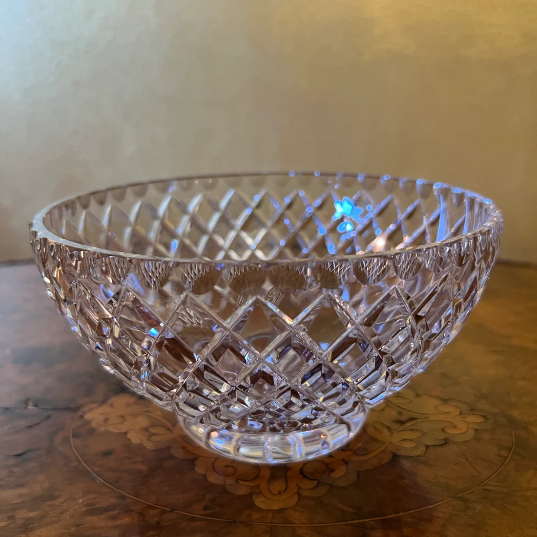 Vintage Crystal Diamond Cut Bowl