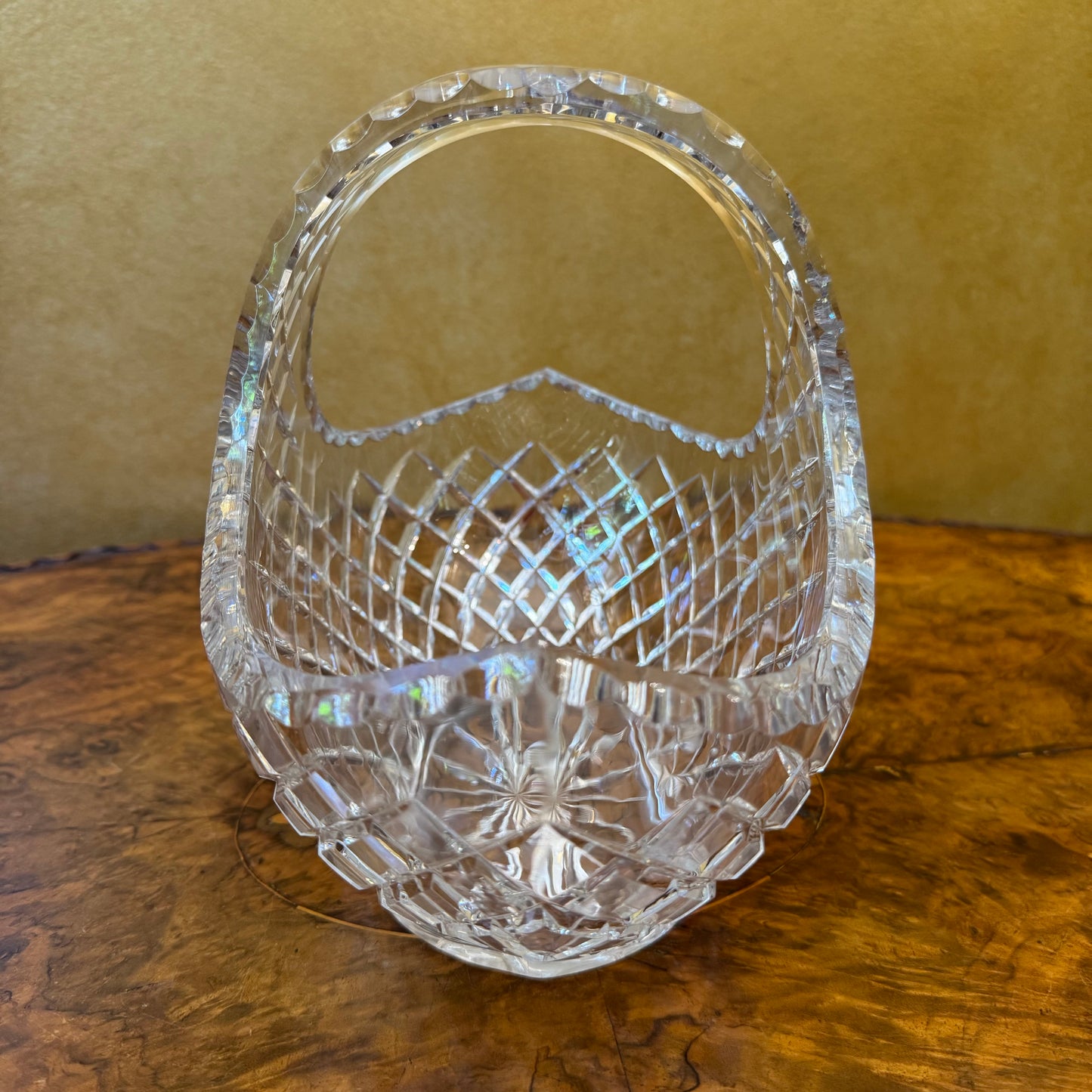 Vintage Crystal Cut Display Bowl Basket
