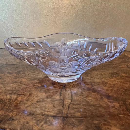 Vintage Crystal Floral Display Bowl