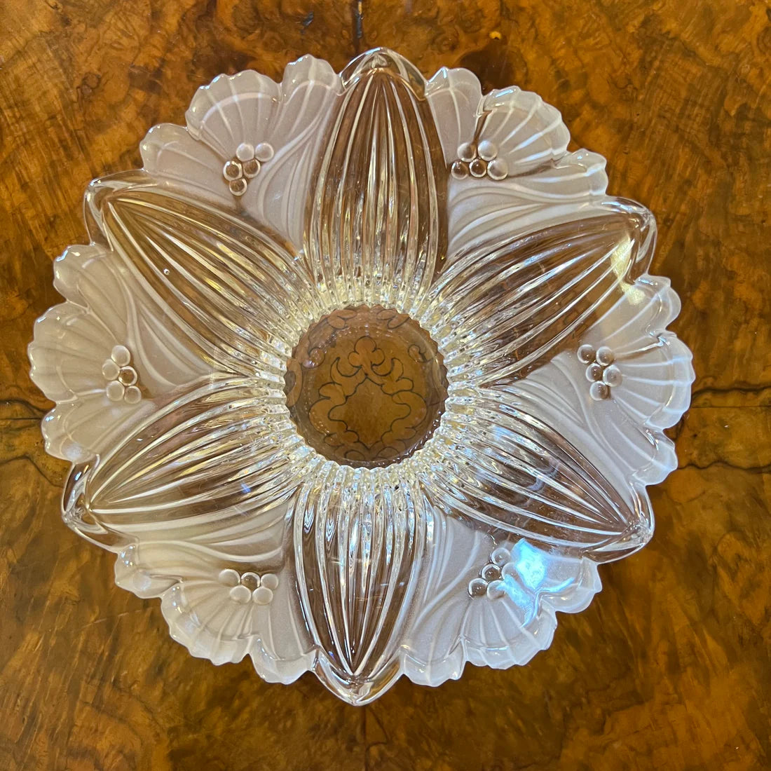 Vintage Crystal Flower Design Bowl