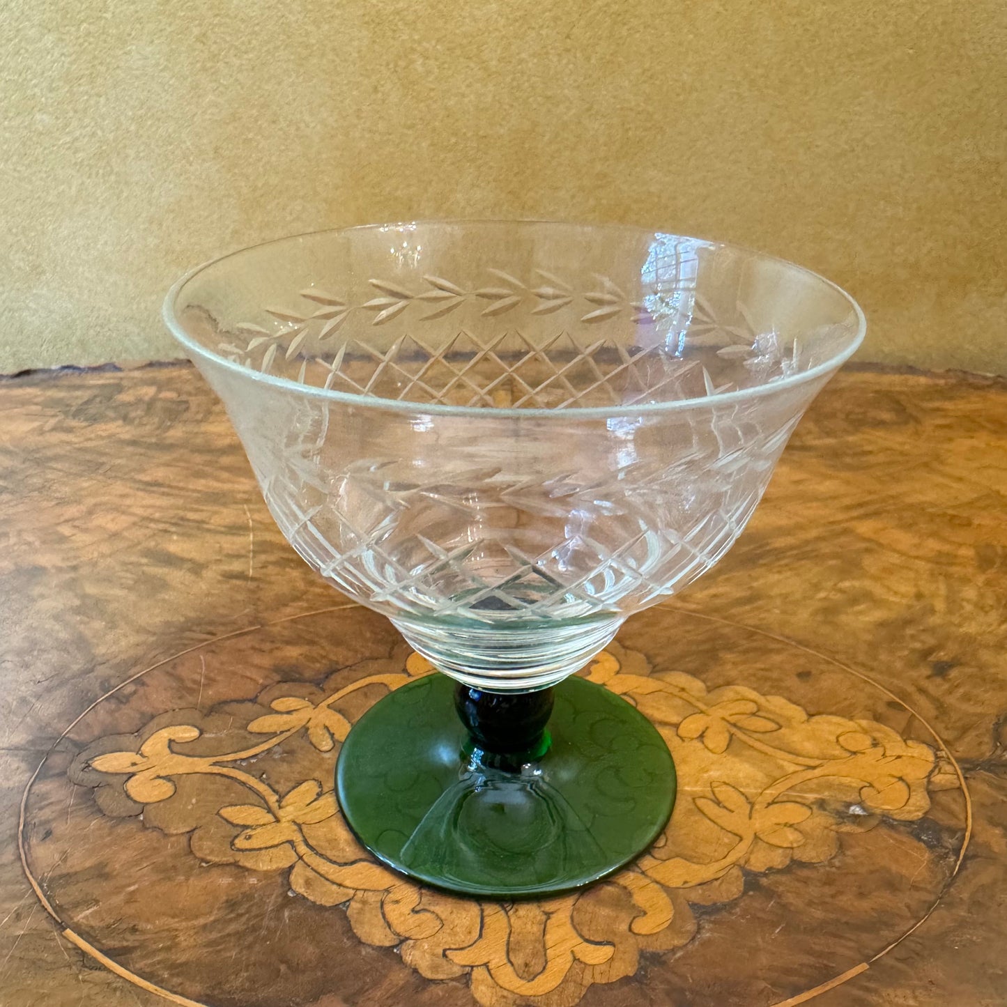 Crystal Green Stem Desserts Bowl