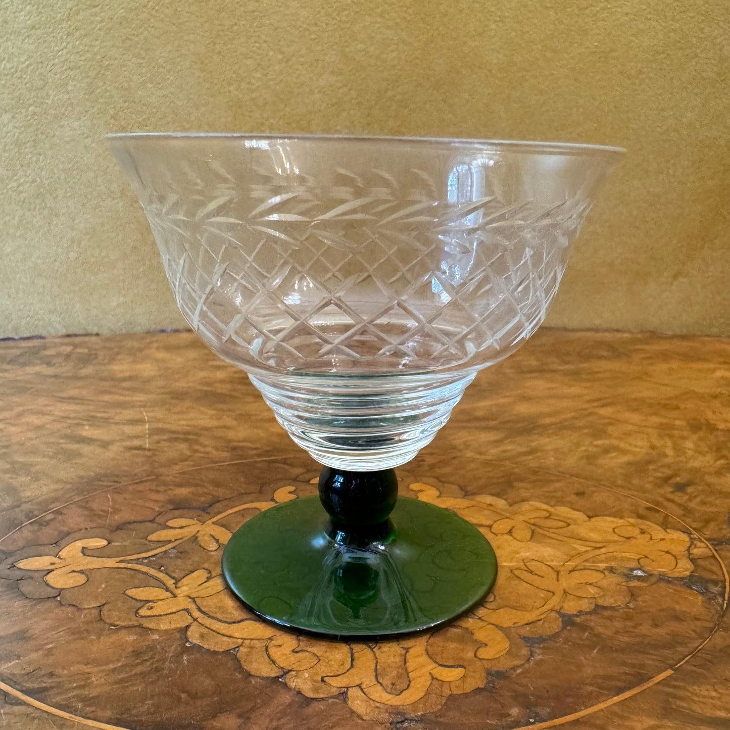 Crystal Green Stem Desserts Bowls 