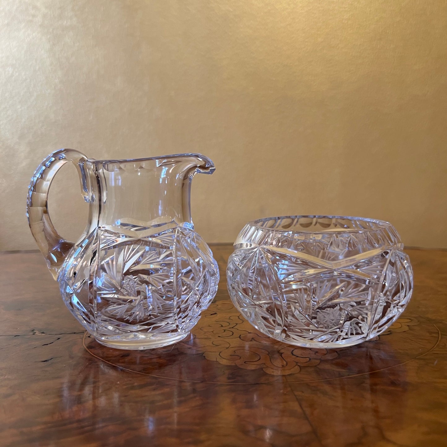 Crystal Pinwheel Milk Jug & Sugar Bowl Set