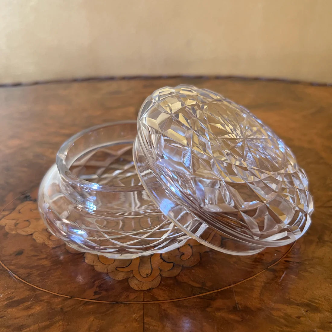 Vintage Round Crystal Trinket Box