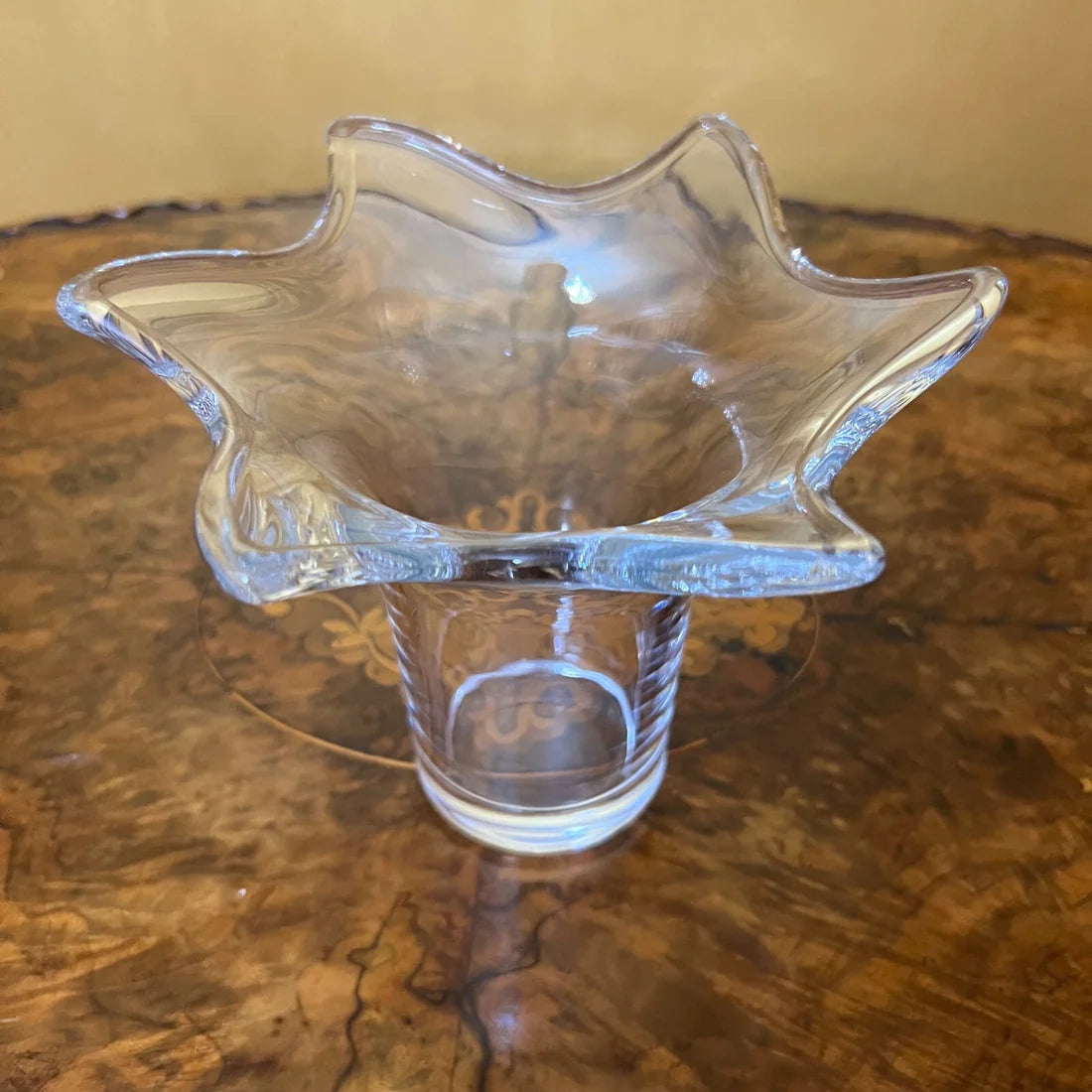 Vintage Curved Edge Glass Vase