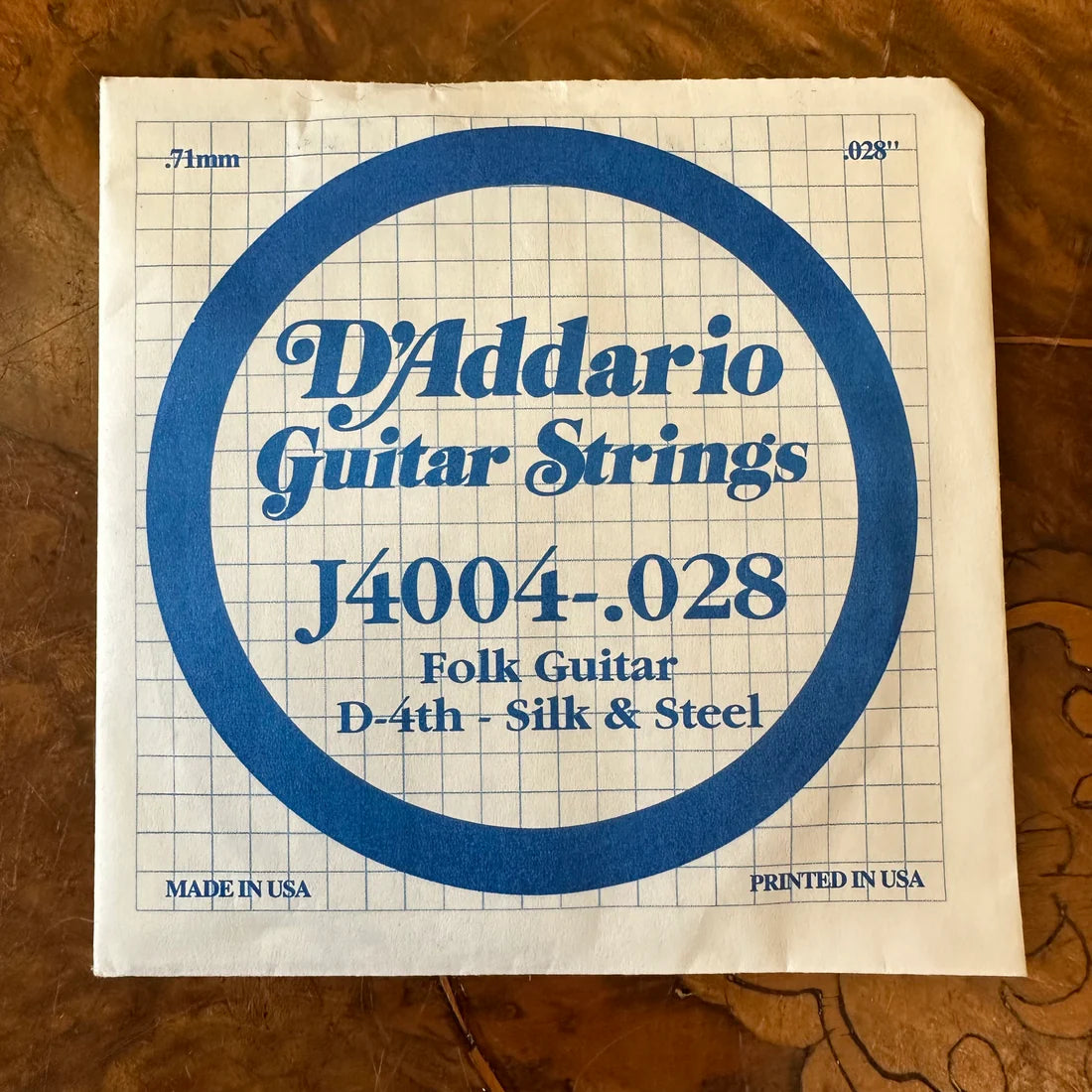 D'Addario Guitar String J4004 .028 Folk Guitar D-4th Silk & Steel Single String