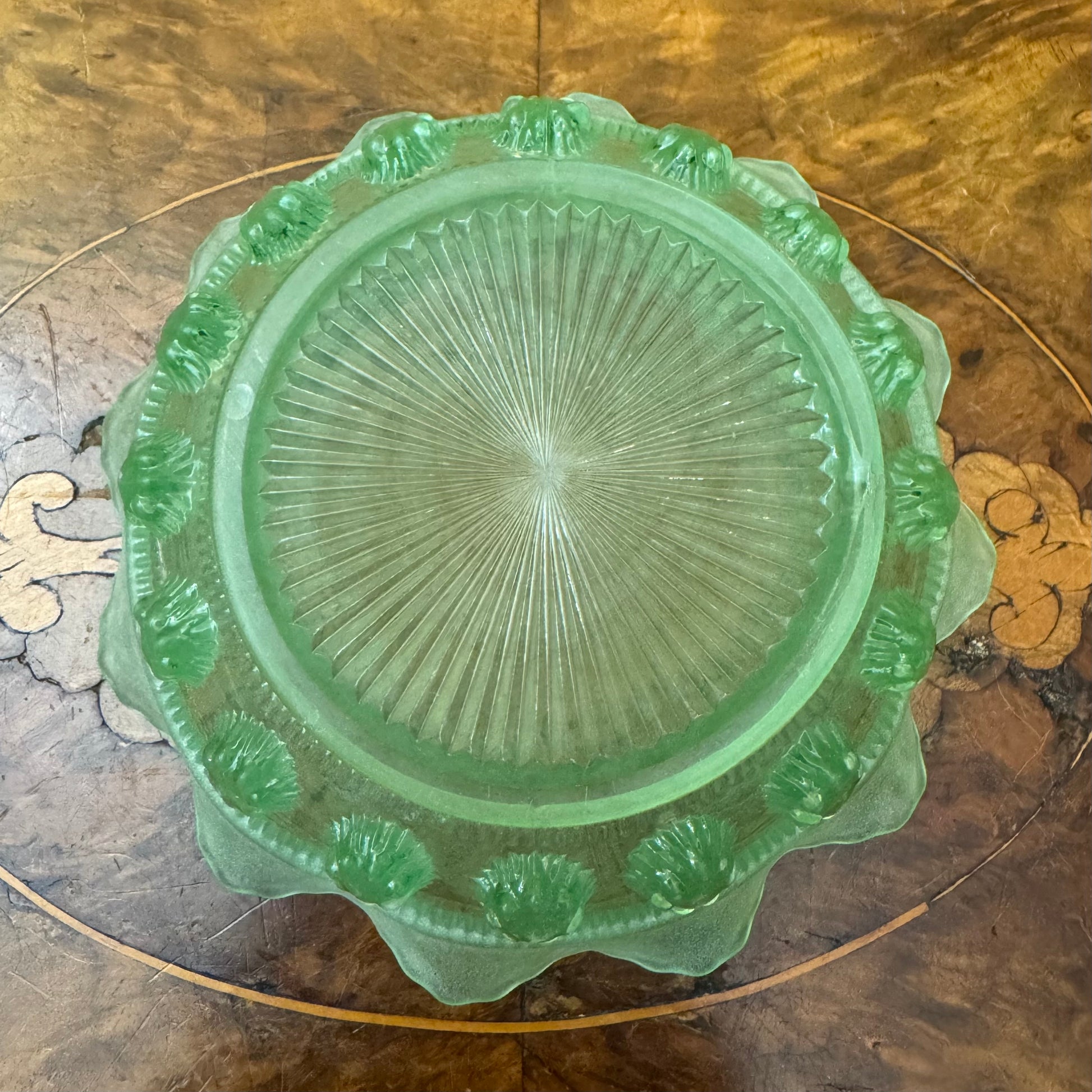 Davidson Green Pressed Glass Blackberry Small Bowl 