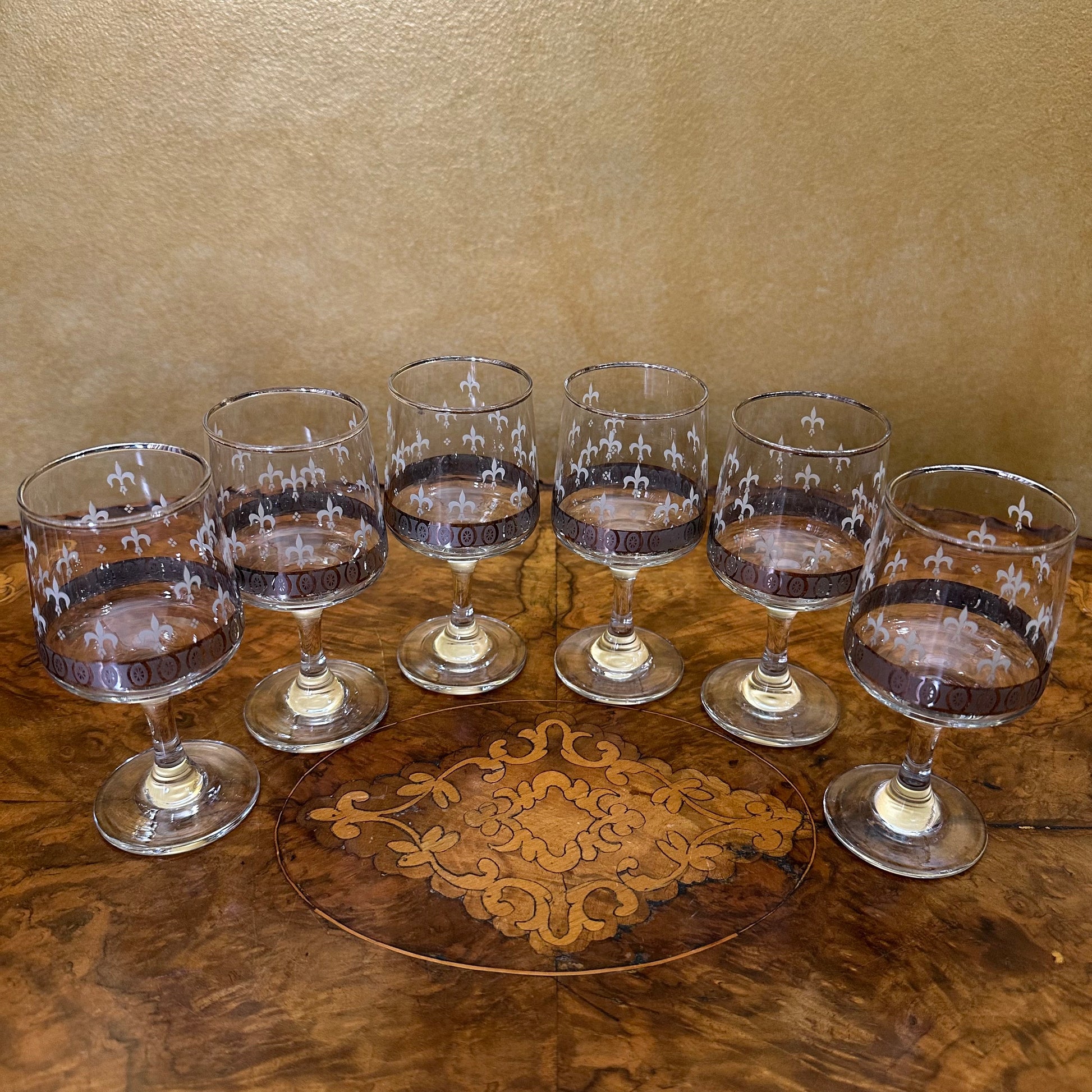 Dema English Sherry Silver Trim Set Of Six Glasses