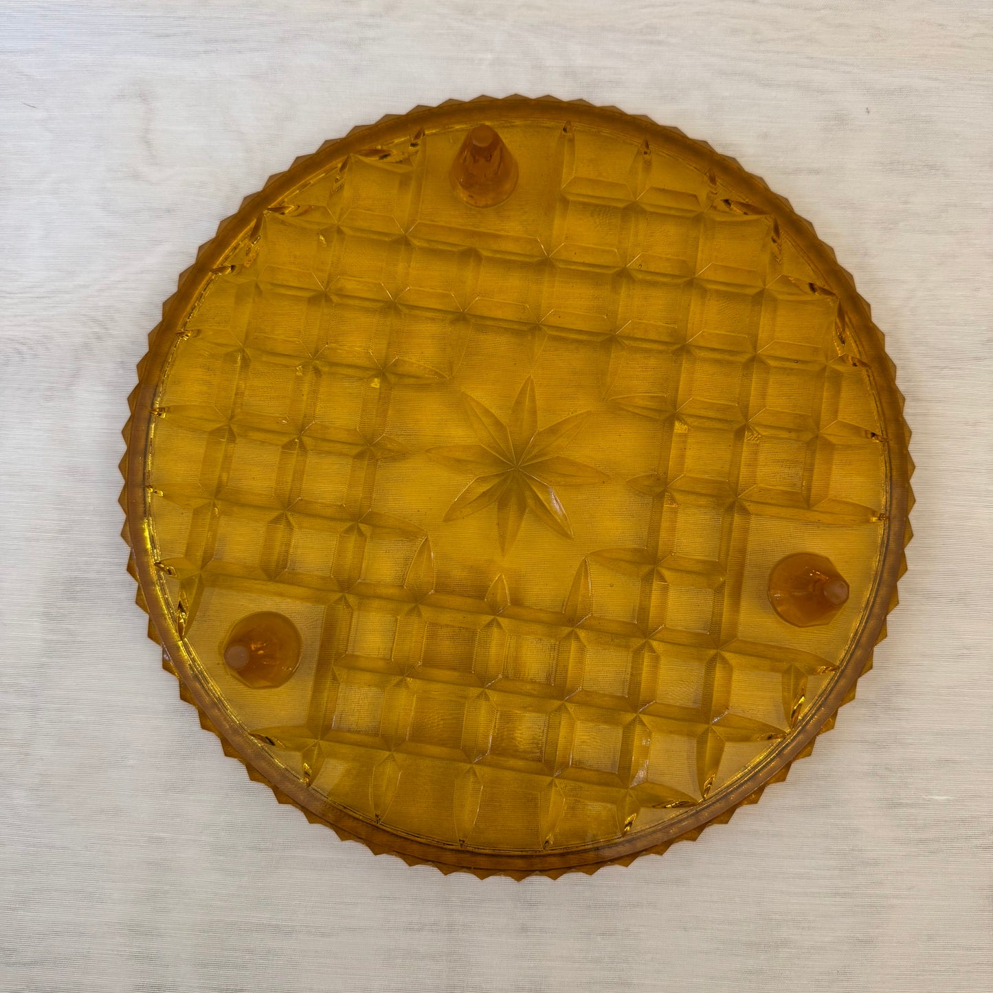 Depression Amber Glass Cake Plate 