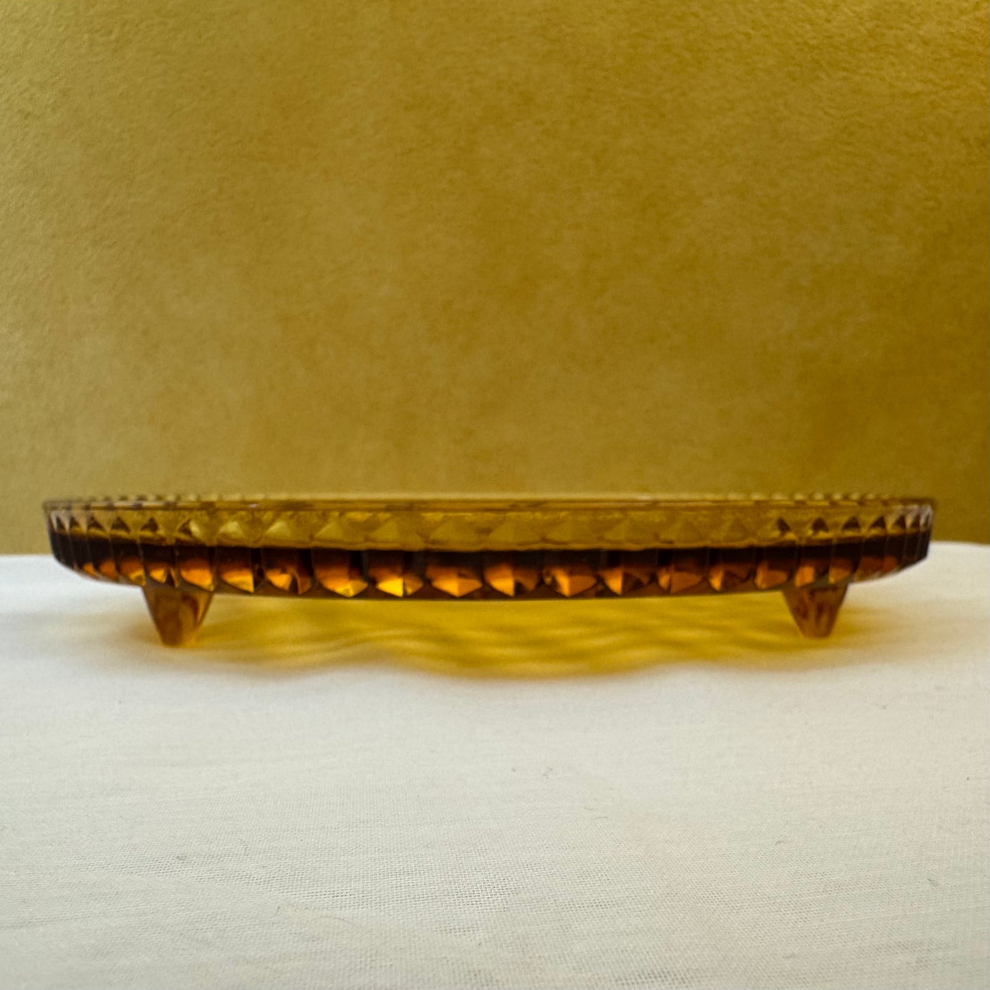 Depression Amber Glass Plate 