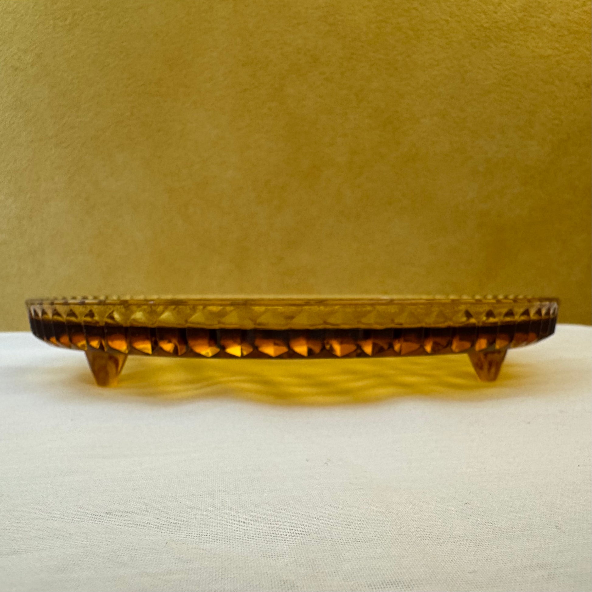 Depression Amber Glass Plate 