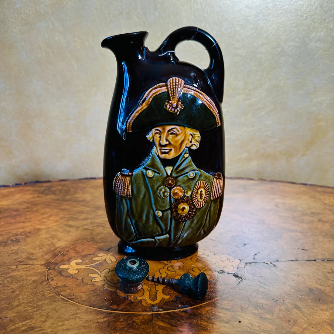 Antique Royal Doulton Kingsware Dewar's Whisky Nelson Flask