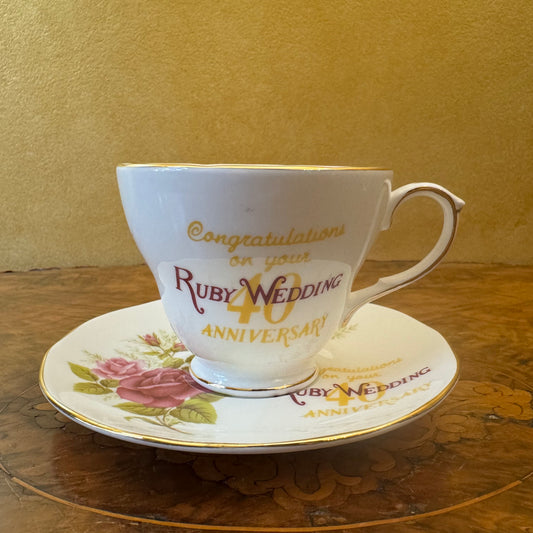Duchess 40th Ruby Anniversary Tea Cup & Saucer