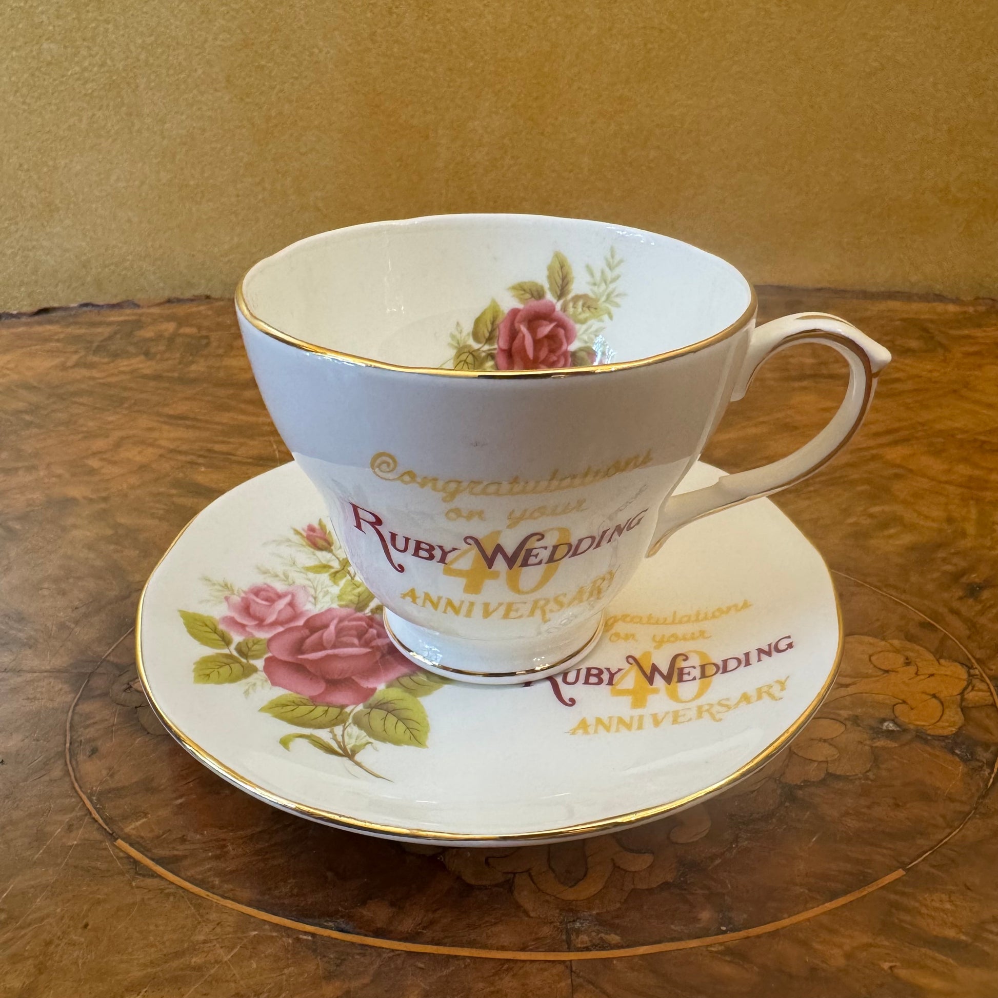 Duchess 40th Ruby Anniversary Tea Cup & Saucer Plate 