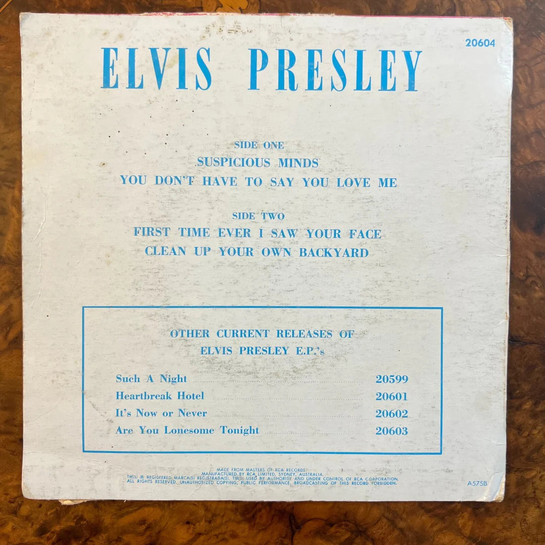 Elvis Presely Suspicious Minds Record