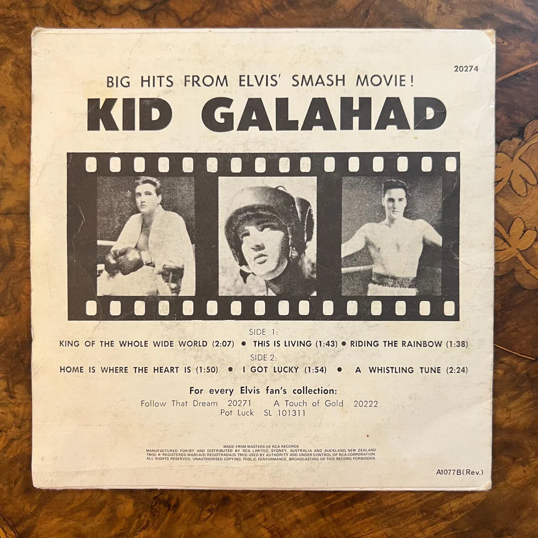 Elvis Presley in Kid Galahad Record