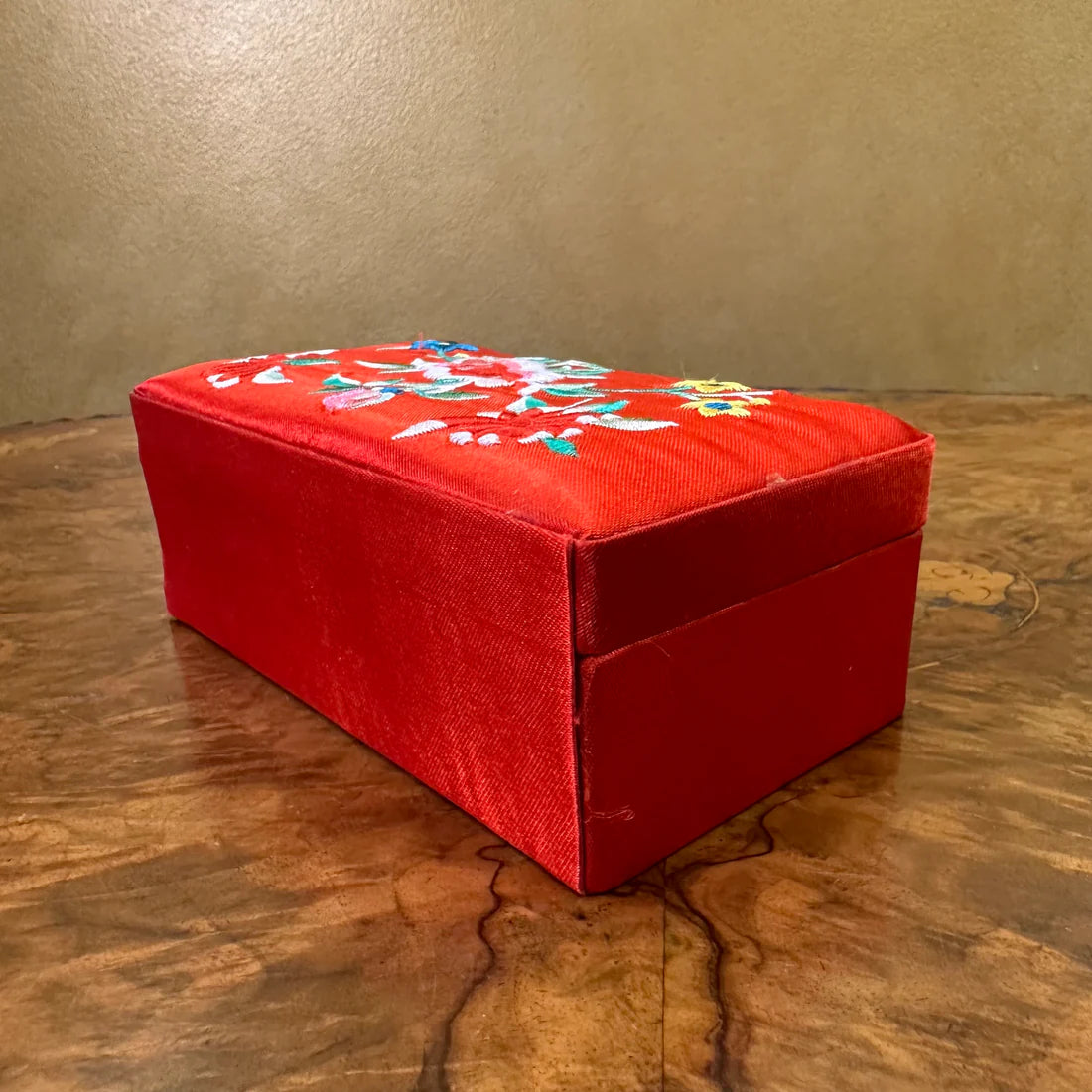 Vintage Red Floral Jewellery Box