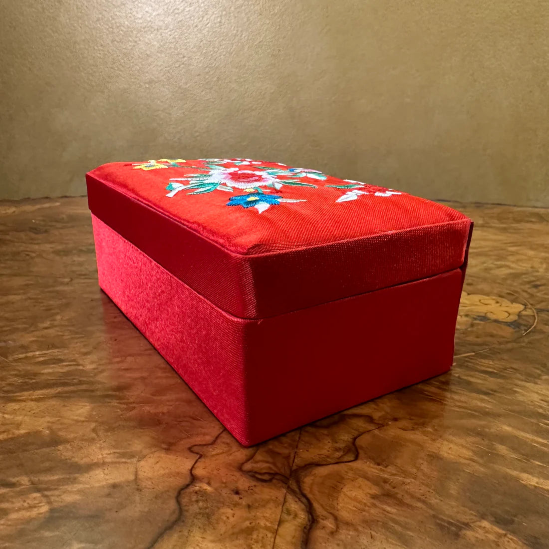 Vintage Red Floral Jewellery Box