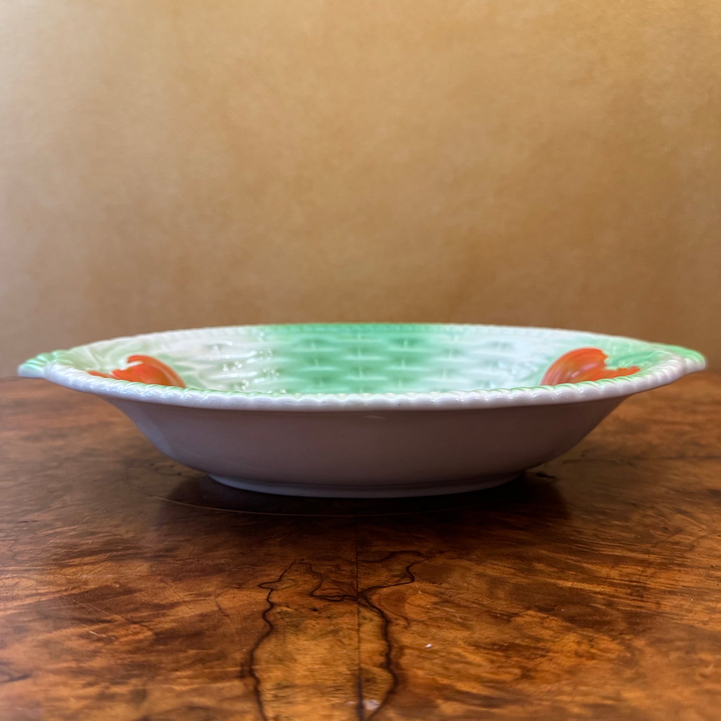 Empire Green Basketweave With Tomatoes Oval Bowl
