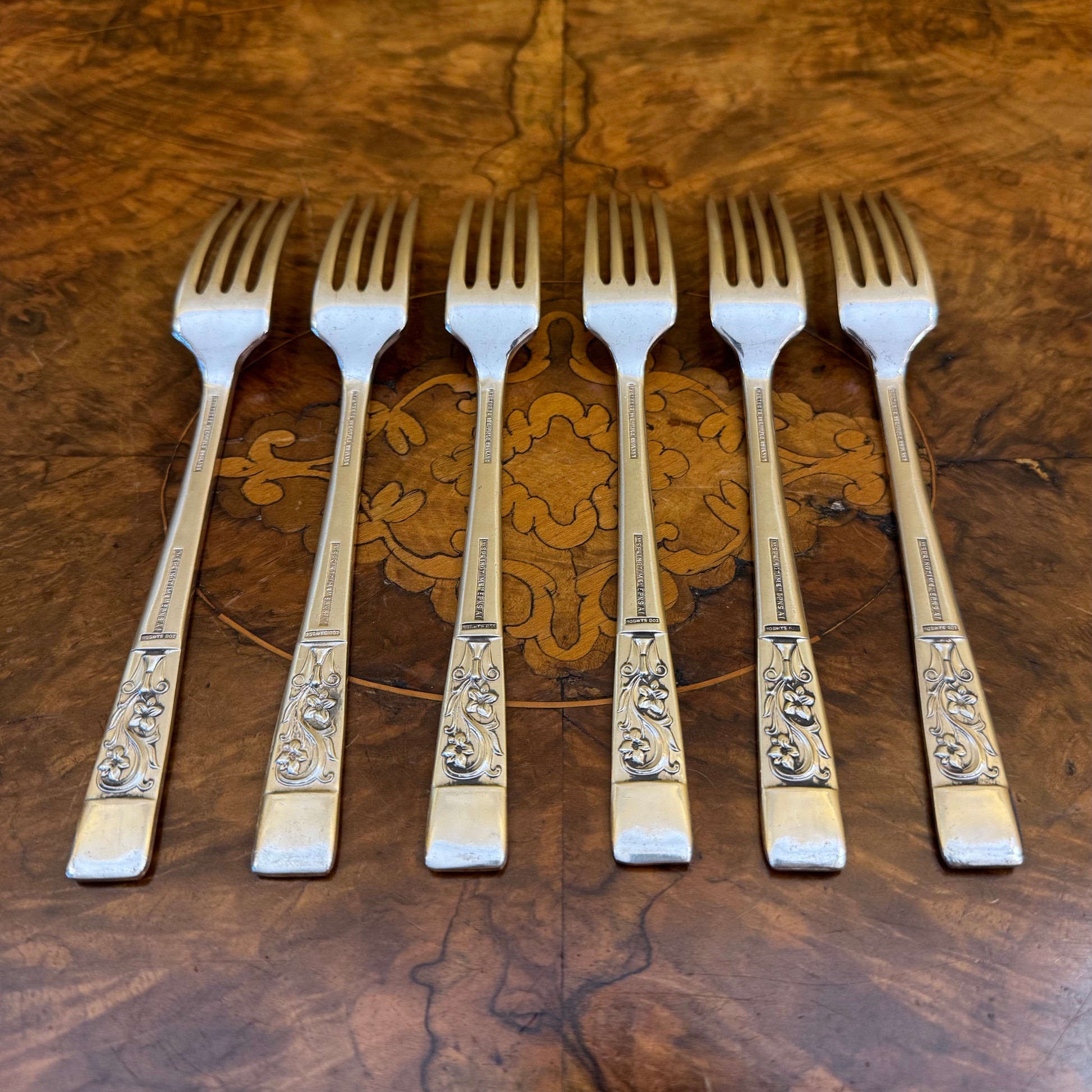 English Sheffield Springtime Silver Plate Forks 