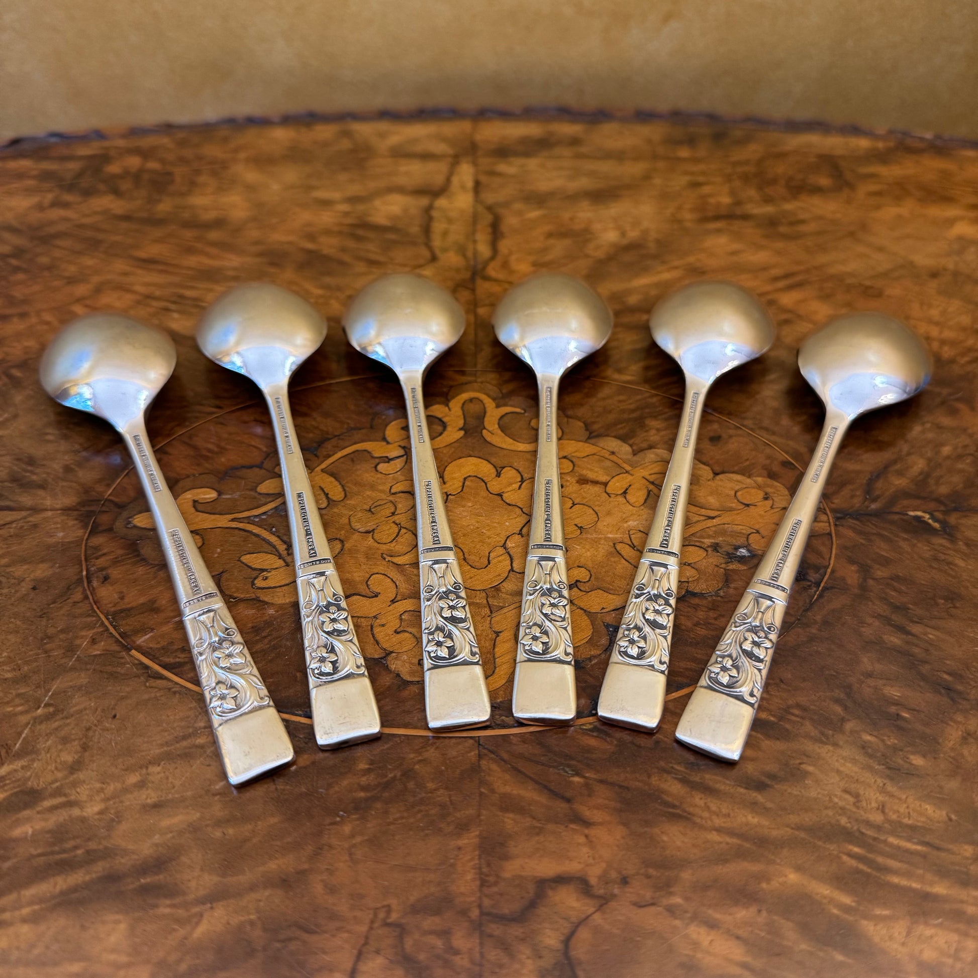 English Sheffield Springtime Silver Plate Spoons Set 