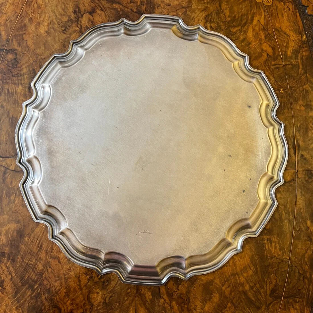 Vintage English Silver Plated Round Tray