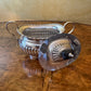 Antique English Silver Plated Three Piece Tea Pot Milk & Sugar Set
