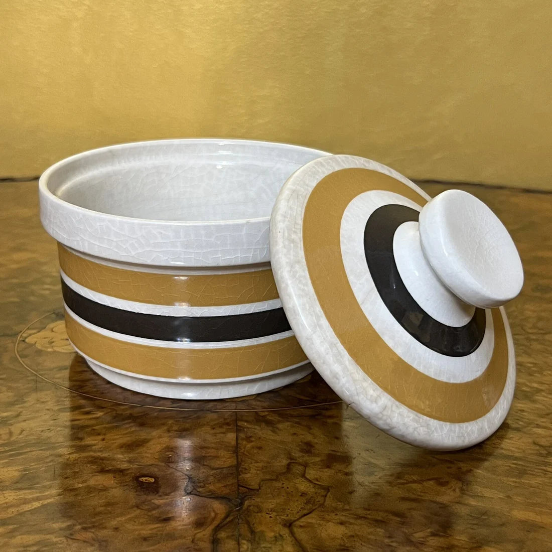 Vintage English Stripe Canister Jar