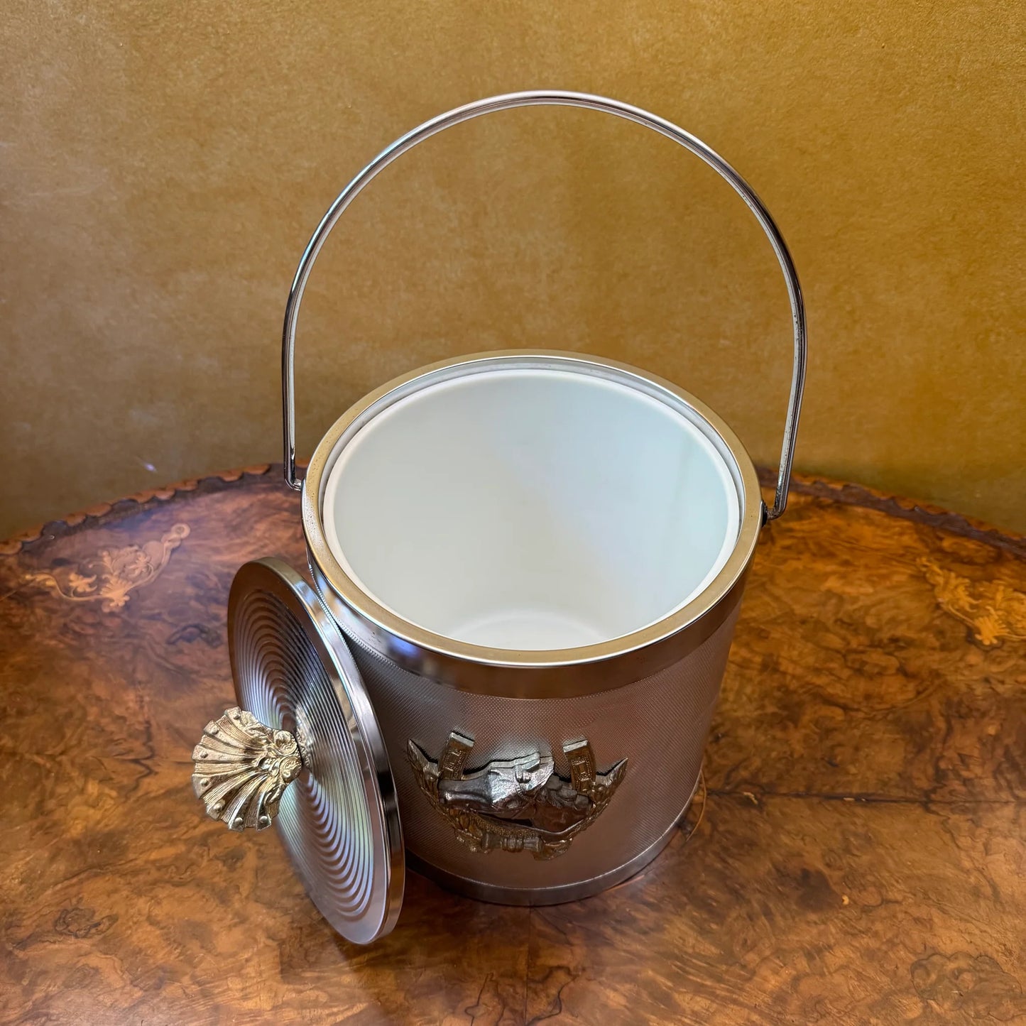 Vintage Equestrian Silver Ice Bucket Wine Cooler
