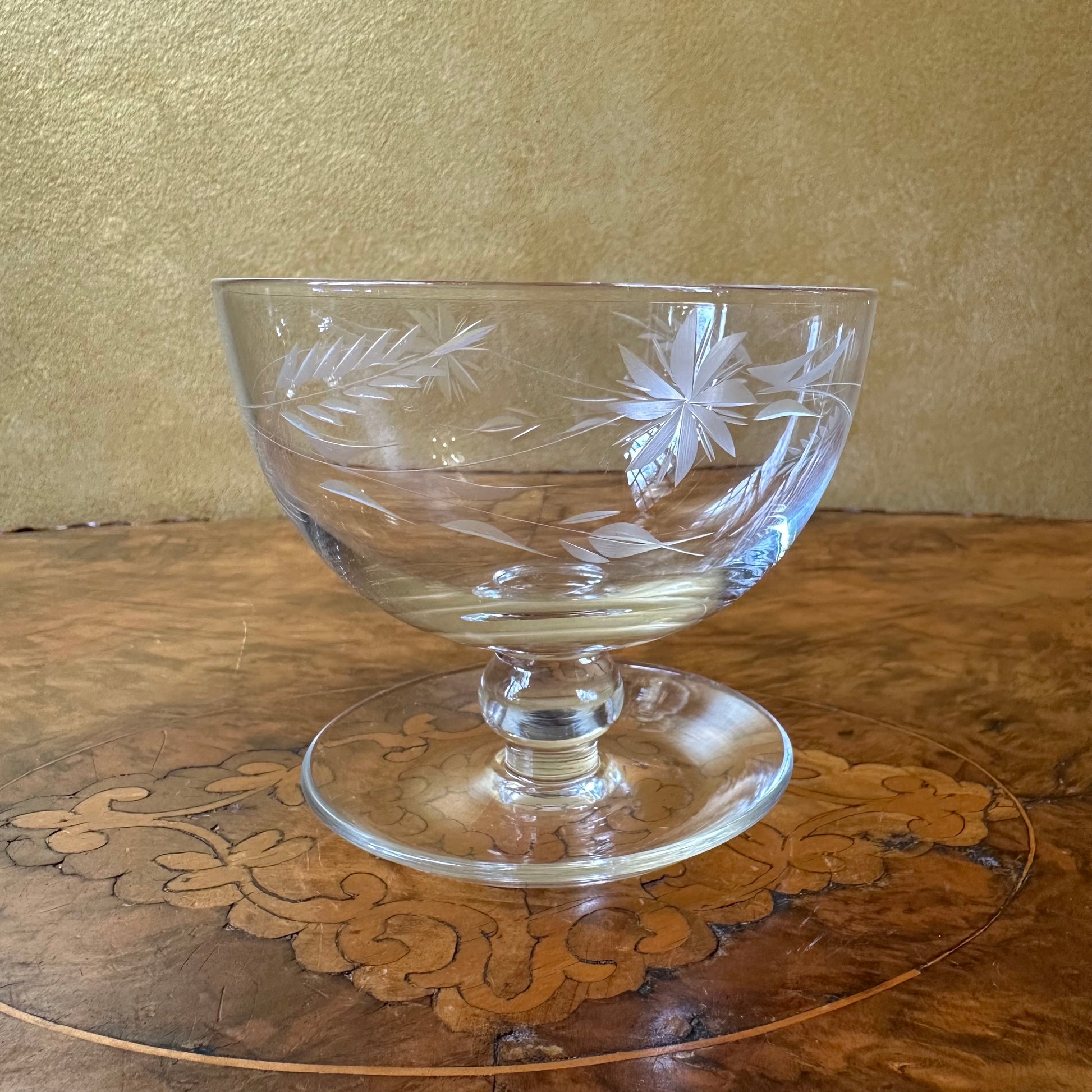Etched Crystal Dessert Sundae Bowls s