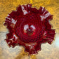 Fenton Ruby Red Hobnail Ruffle Rim Footed Glass